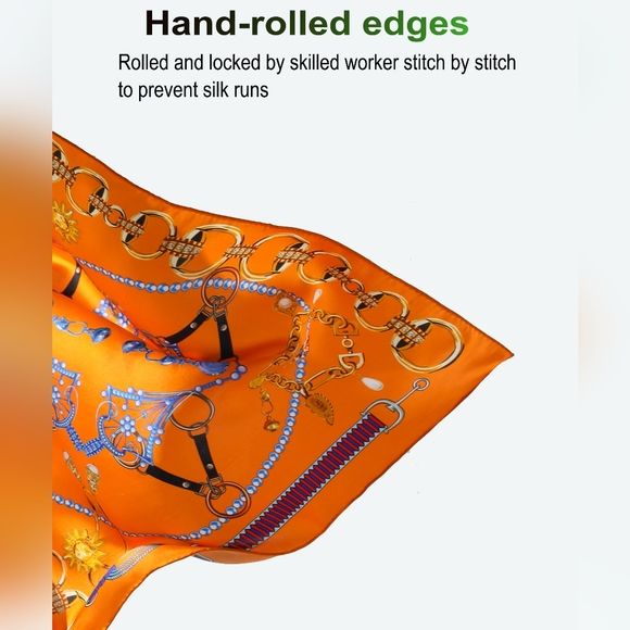 Silk Hair Bandana, Elegant Neck Scarf Mulberry Silk Scarf Small Square 21"x21" - Picture 6 of 6